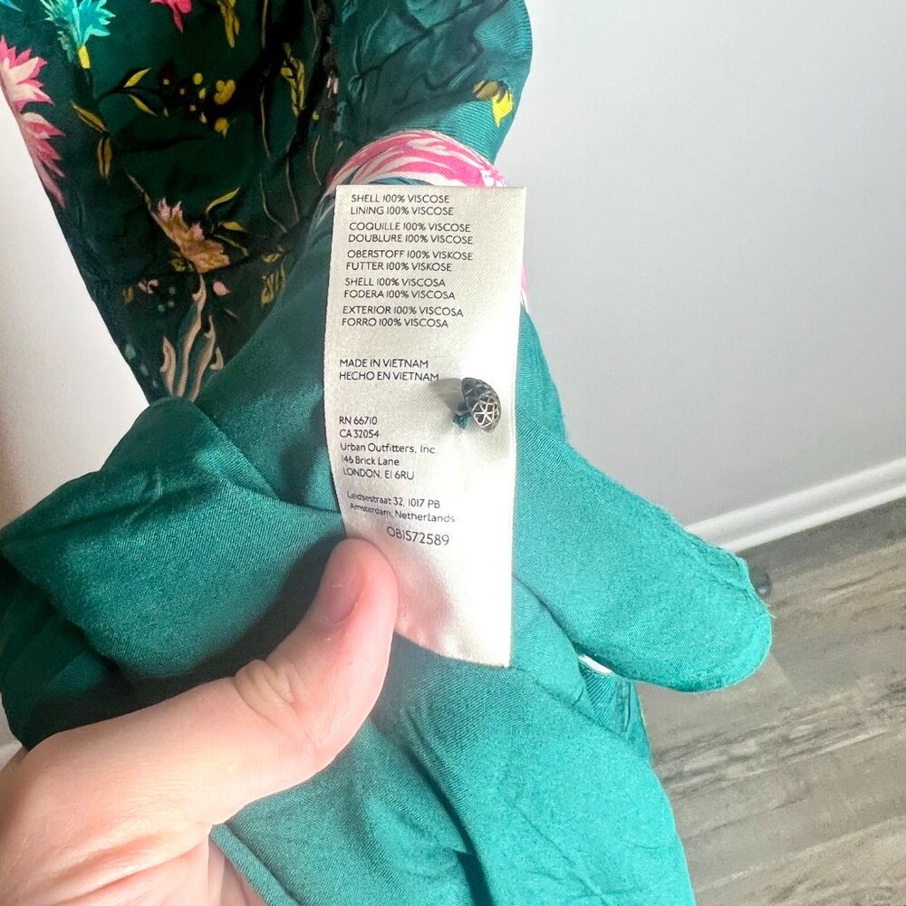 Anthropologie Teal Floral Wrap Midi Dress - Picture 9 of 10